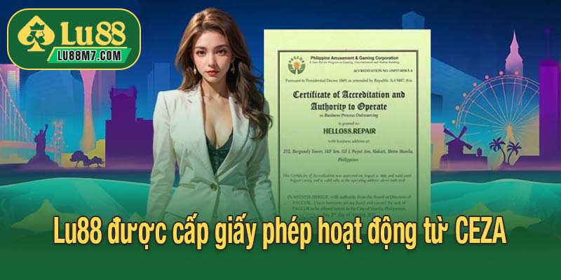 Lu88 được cấp giấy phép hoạt động từ CEZA